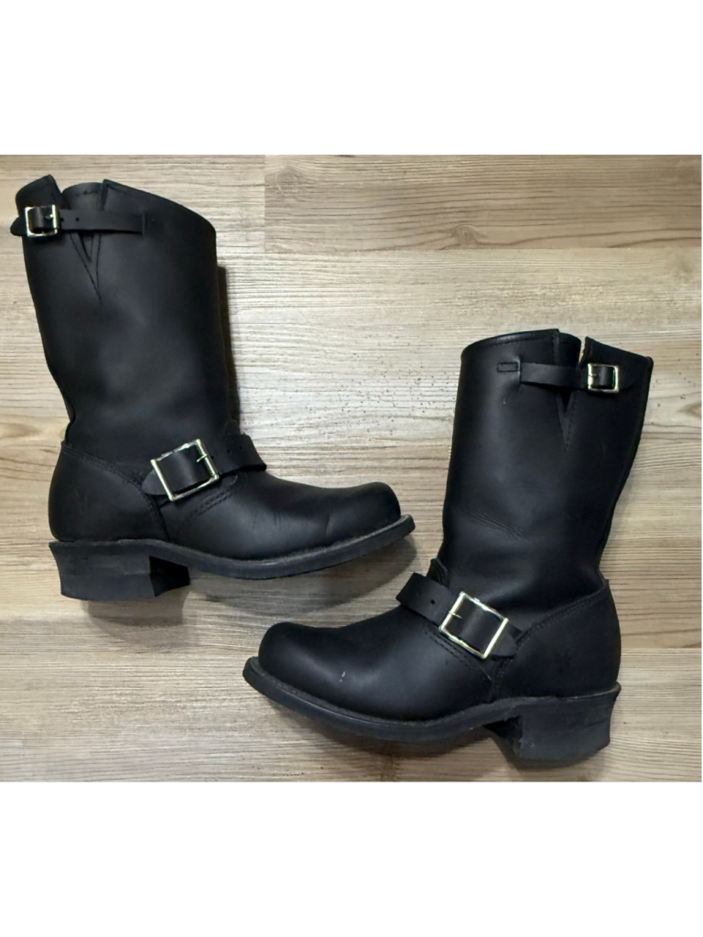 Women's Frye Black Leather Engineer Boots Size 6